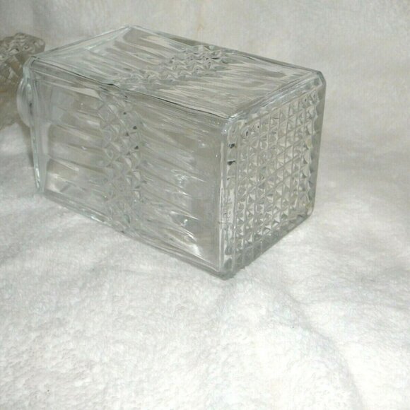 Thick Diamond Glass 9" Old Style 2 Pc Carafe Liquor Decanter Bottle With Stopper - Picture 4 of 4